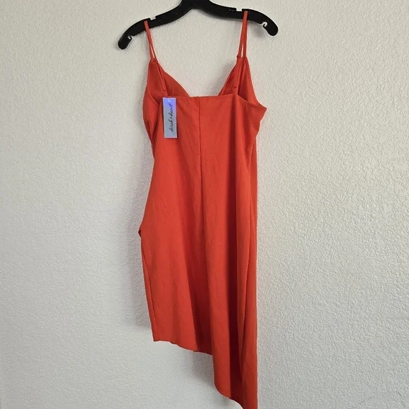 Derek Heart NWT Faux Wrap Orange  Asymetrical Midi Dress XL - Picture 6 of 7